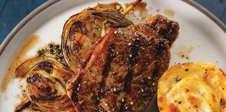 Taste of Summer ~ Dry-Brined NY Strips w/ Grilled Brown Butter Balsamic Onions